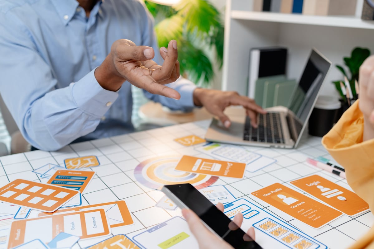 Professional reviewing documents in a clean office